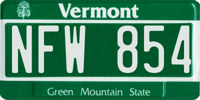 VT license plate NFW854