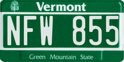VT license plate NFW855