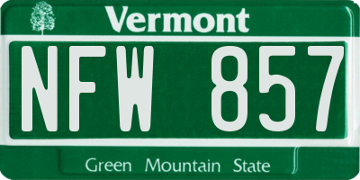 VT license plate NFW857