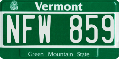 VT license plate NFW859