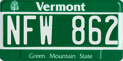 VT license plate NFW862