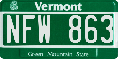 VT license plate NFW863