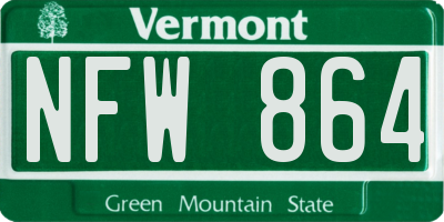 VT license plate NFW864