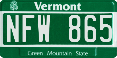 VT license plate NFW865
