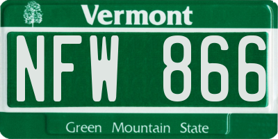 VT license plate NFW866