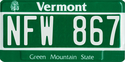VT license plate NFW867
