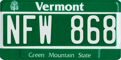 VT license plate NFW868
