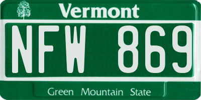 VT license plate NFW869