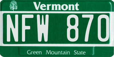 VT license plate NFW870