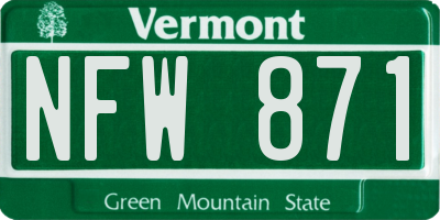 VT license plate NFW871