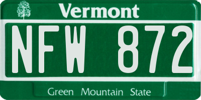 VT license plate NFW872