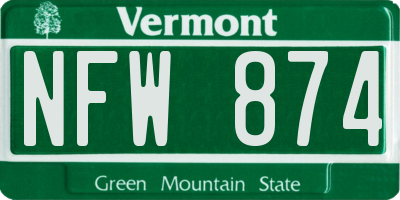 VT license plate NFW874