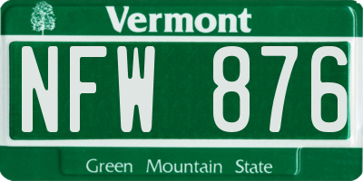 VT license plate NFW876