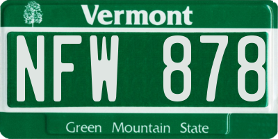 VT license plate NFW878