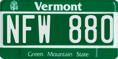 VT license plate NFW880