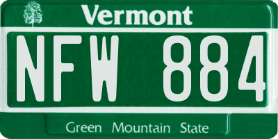 VT license plate NFW884