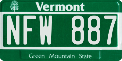 VT license plate NFW887
