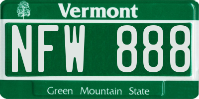 VT license plate NFW888