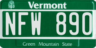 VT license plate NFW890