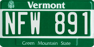 VT license plate NFW891