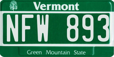 VT license plate NFW893
