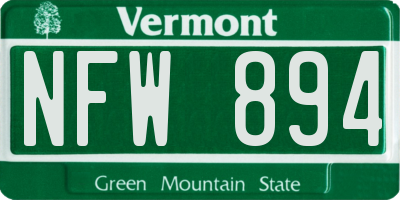 VT license plate NFW894