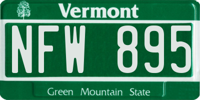 VT license plate NFW895