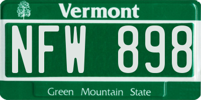 VT license plate NFW898