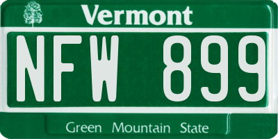 VT license plate NFW899