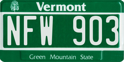 VT license plate NFW903