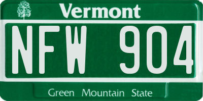 VT license plate NFW904