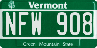 VT license plate NFW908