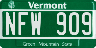 VT license plate NFW909