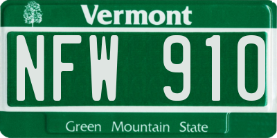 VT license plate NFW910