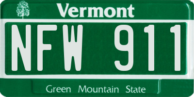 VT license plate NFW911