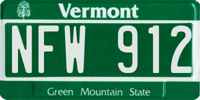 VT license plate NFW912