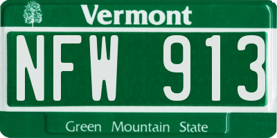 VT license plate NFW913