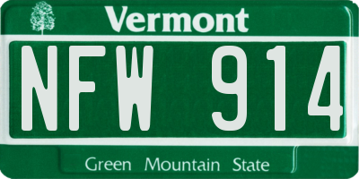 VT license plate NFW914