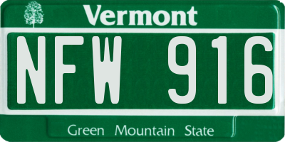 VT license plate NFW916