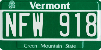 VT license plate NFW918