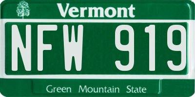 VT license plate NFW919