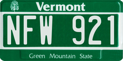 VT license plate NFW921