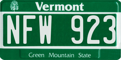 VT license plate NFW923