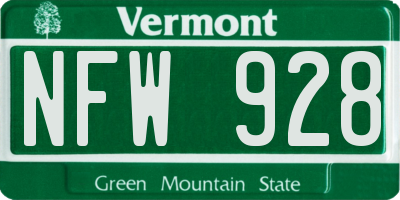 VT license plate NFW928