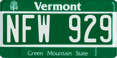 VT license plate NFW929