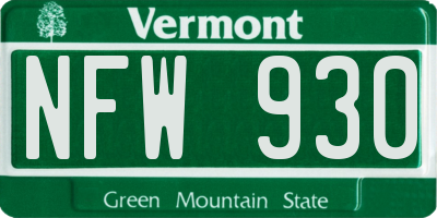 VT license plate NFW930