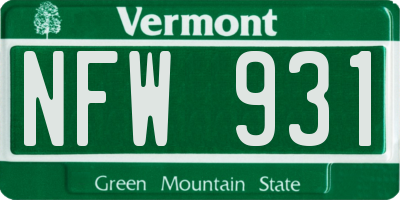 VT license plate NFW931