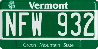 VT license plate NFW932