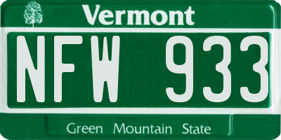 VT license plate NFW933