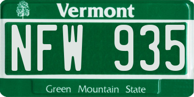 VT license plate NFW935